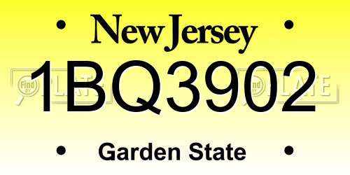1BQ3902 New Jersey License Plate