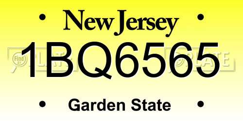 1BQ6565 New Jersey License Plate