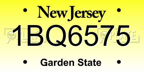 1BQ6575 New Jersey License Plate