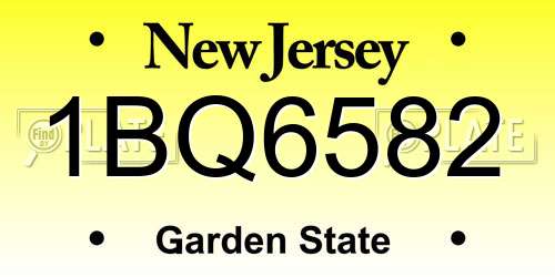 1BQ6582 New Jersey License Plate