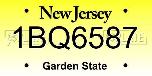 1BQ6587 New Jersey License Plate
