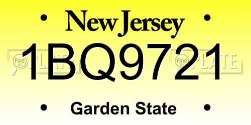 1BQ9721 New Jersey License Plate