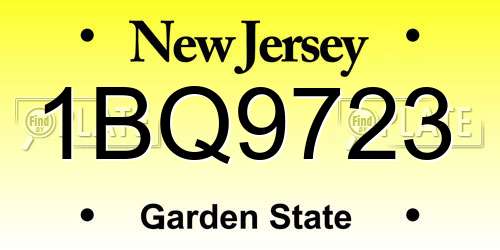1BQ9723 New Jersey License Plate