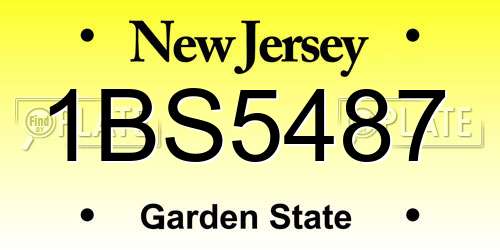 1BS5487 New Jersey License Plate