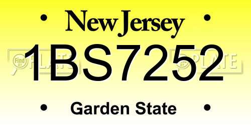 1BS7252 New Jersey License Plate