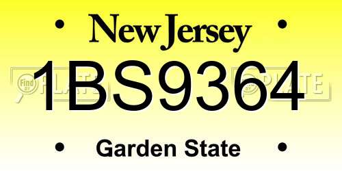 1BS9364 New Jersey License Plate