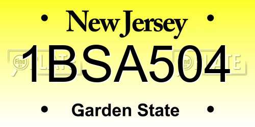 1BSA504 New Jersey License Plate