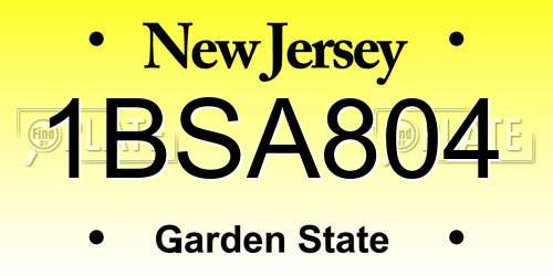 1BSA804 New Jersey License Plate