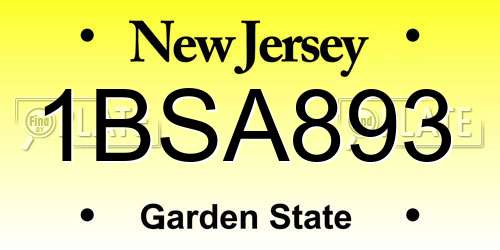 1BSA893 New Jersey License Plate