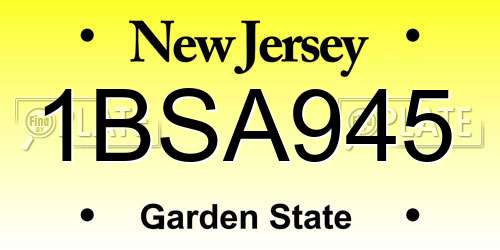 1BSA945 New Jersey License Plate