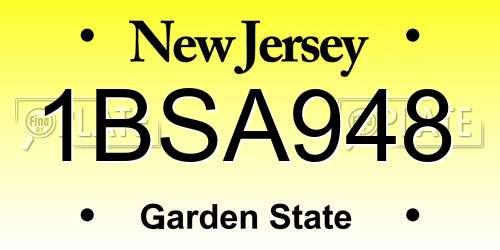 1BSA948 New Jersey License Plate