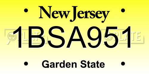 1BSA951 New Jersey License Plate