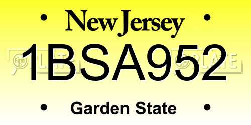 1BSA952 New Jersey License Plate