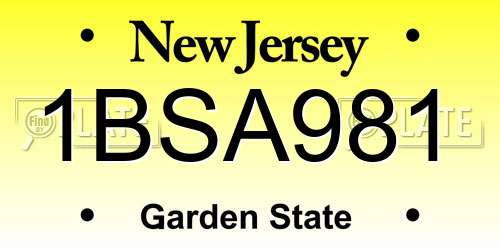 1BSA981 New Jersey License Plate