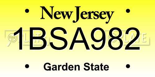 1BSA982 New Jersey License Plate