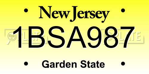 1BSA987 New Jersey License Plate