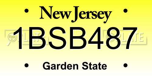 1BSB487 New Jersey License Plate