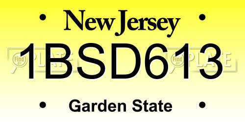 1BSD613 New Jersey License Plate