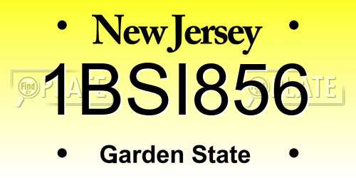 1BSI856 New Jersey License Plate