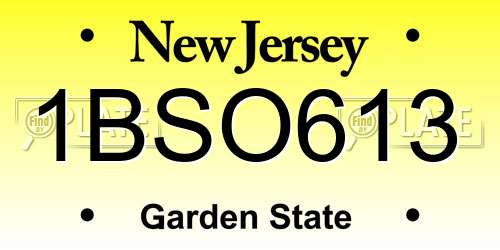 1BSO613 New Jersey License Plate