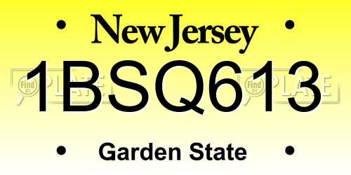 1BSQ613 New Jersey License Plate