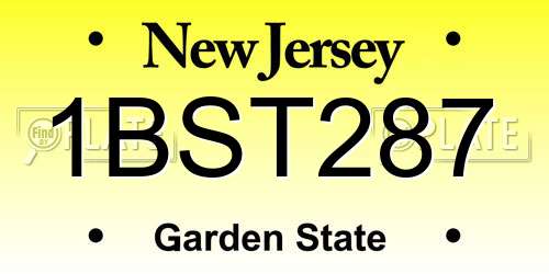 1BST287 New Jersey License Plate