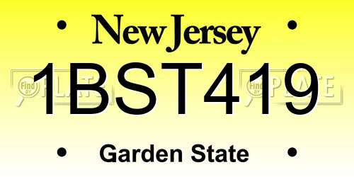 1BST419 New Jersey License Plate