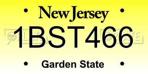 1BST466 New Jersey License Plate