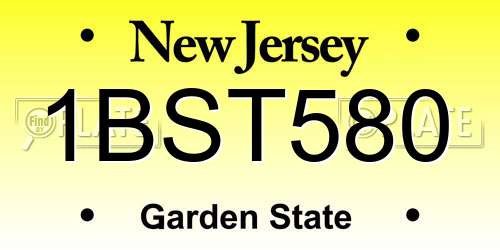 1BST580 New Jersey License Plate