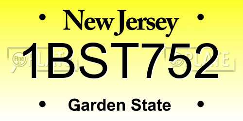 1BST752 New Jersey License Plate