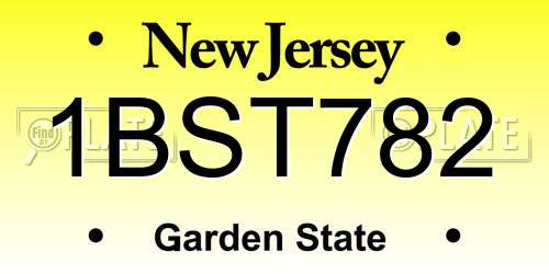 1BST782 New Jersey License Plate