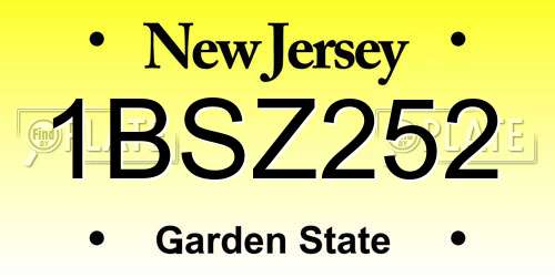 1BSZ252 New Jersey License Plate