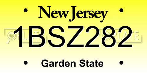 1BSZ282 New Jersey License Plate