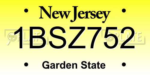 1BSZ752 New Jersey License Plate