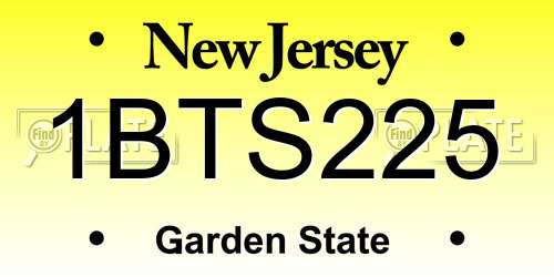 1BTS225 New Jersey License Plate