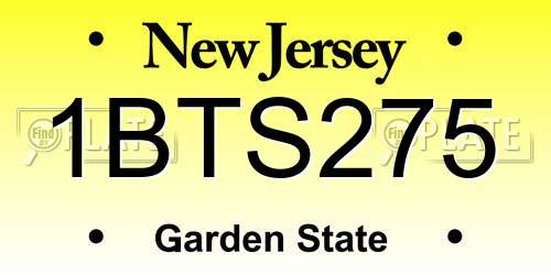 1BTS275 New Jersey License Plate