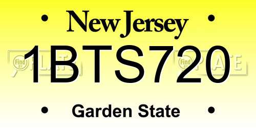 1BTS720 New Jersey License Plate