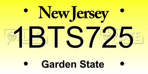1BTS725 New Jersey License Plate