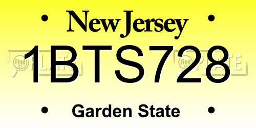 1BTS728 New Jersey License Plate