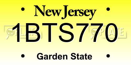 1BTS770 New Jersey License Plate