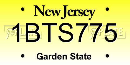 1BTS775 New Jersey License Plate