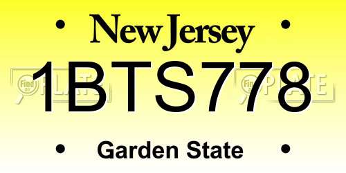 1BTS778 New Jersey License Plate