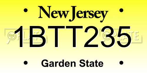 1BTT235 New Jersey License Plate