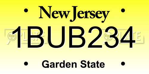 1BUB234 New Jersey License Plate