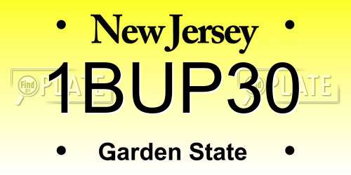 1BUP30 New Jersey License Plate
