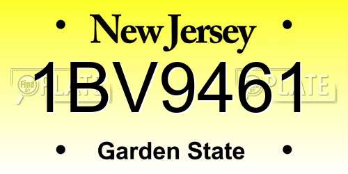 1BV9461 New Jersey License Plate