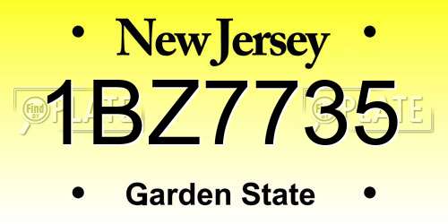 1BZ7735 New Jersey License Plate