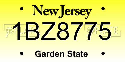 1BZ8775 New Jersey License Plate