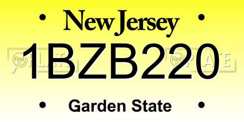 1BZB220 New Jersey License Plate
