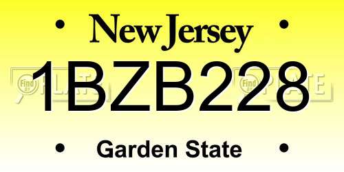 1BZB228 New Jersey License Plate
